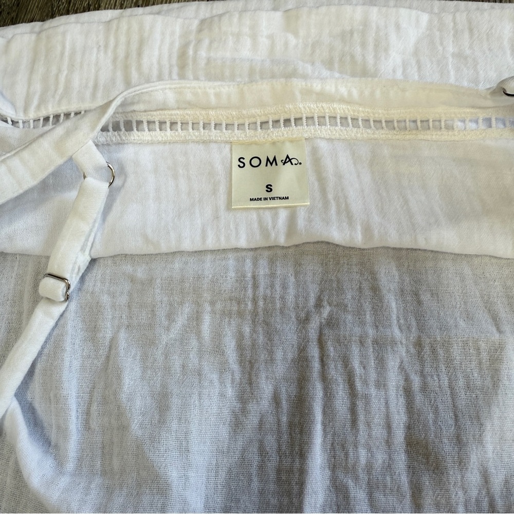 Soma White 100% Cotton Gauze Cropped Cami Size S - Picture 5 of 7